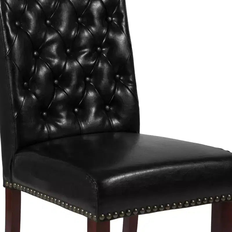 Merrick Lane Upholstered Parsons Chair with Nailhead Trim
