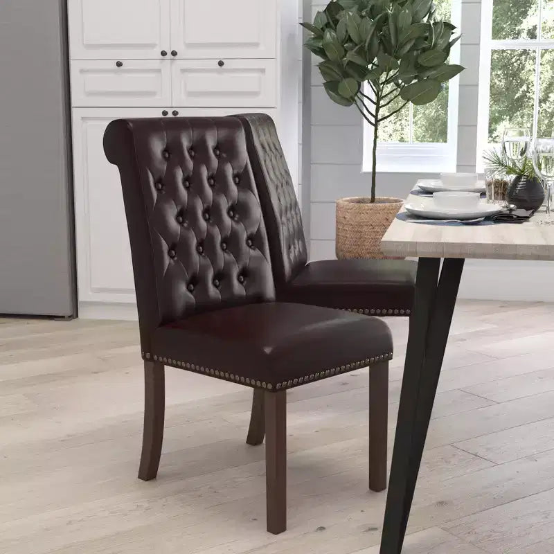 Merrick Lane Upholstered Parsons Chair with Nailhead Trim