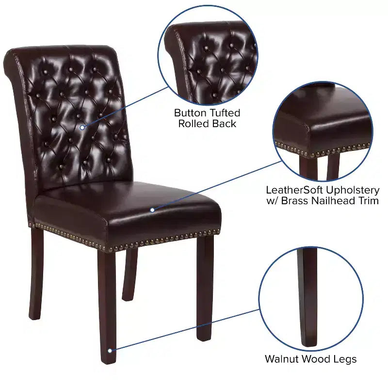 Merrick Lane Upholstered Parsons Chair with Nailhead Trim