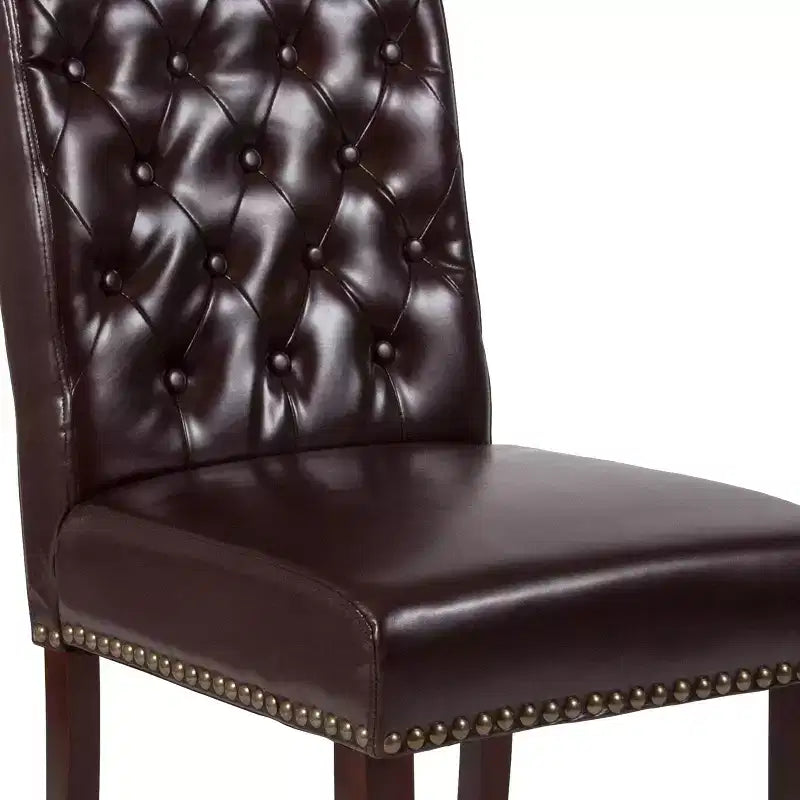 Merrick Lane Upholstered Parsons Chair with Nailhead Trim