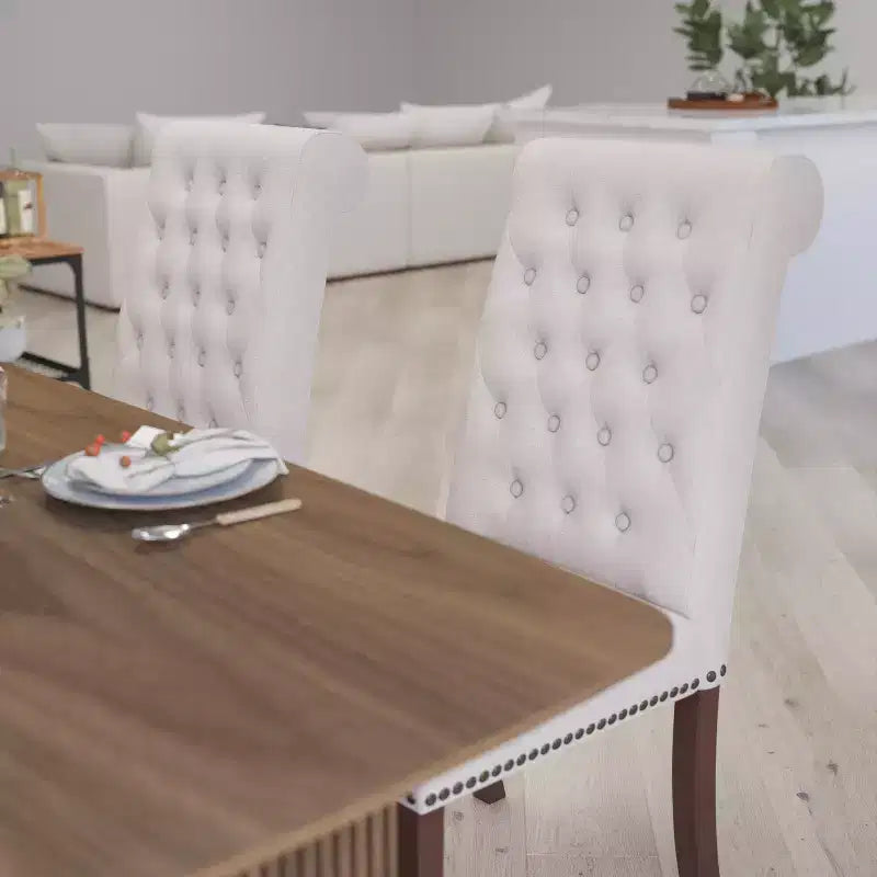 Merrick Lane Upholstered Parsons Chair with Nailhead Trim