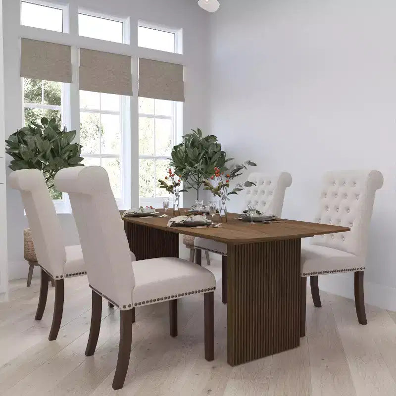 Merrick Lane Upholstered Parsons Chair with Nailhead Trim