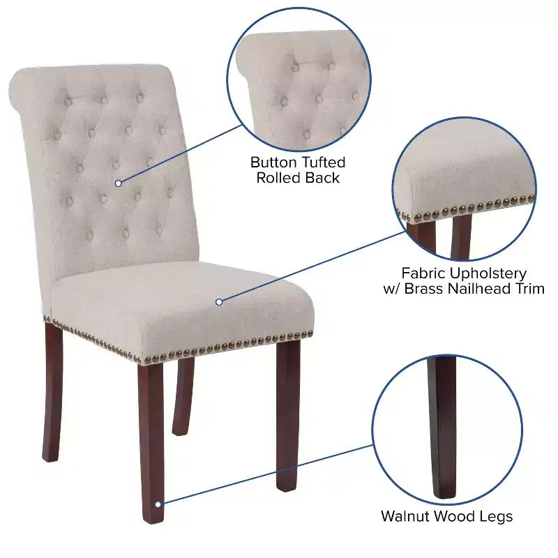 Merrick Lane Upholstered Parsons Chair with Nailhead Trim