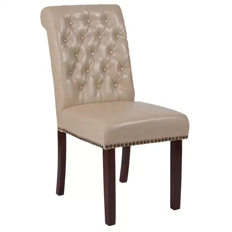 Merrick Lane Upholstered Parsons Chair with Nailhead Trim