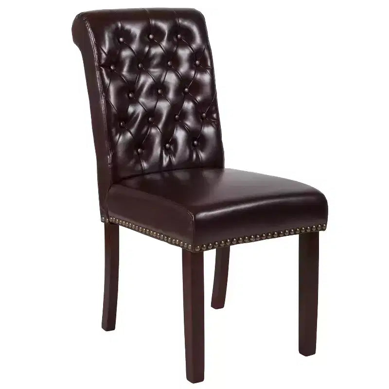 Merrick Lane Upholstered Parsons Chair with Nailhead Trim