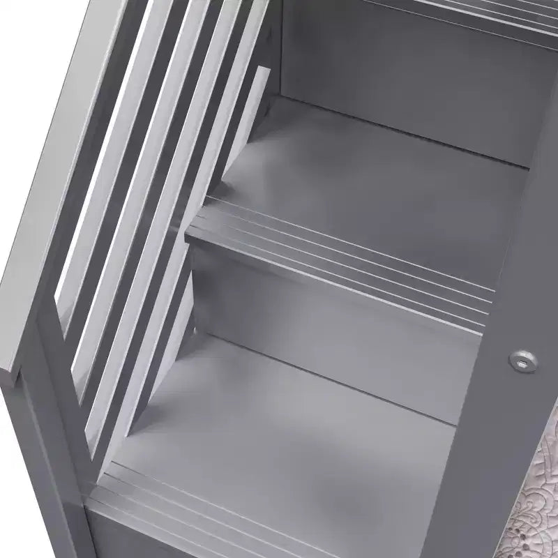 Max & Lily Low Twin over Twin Bunk with Stairs and Guard Rail