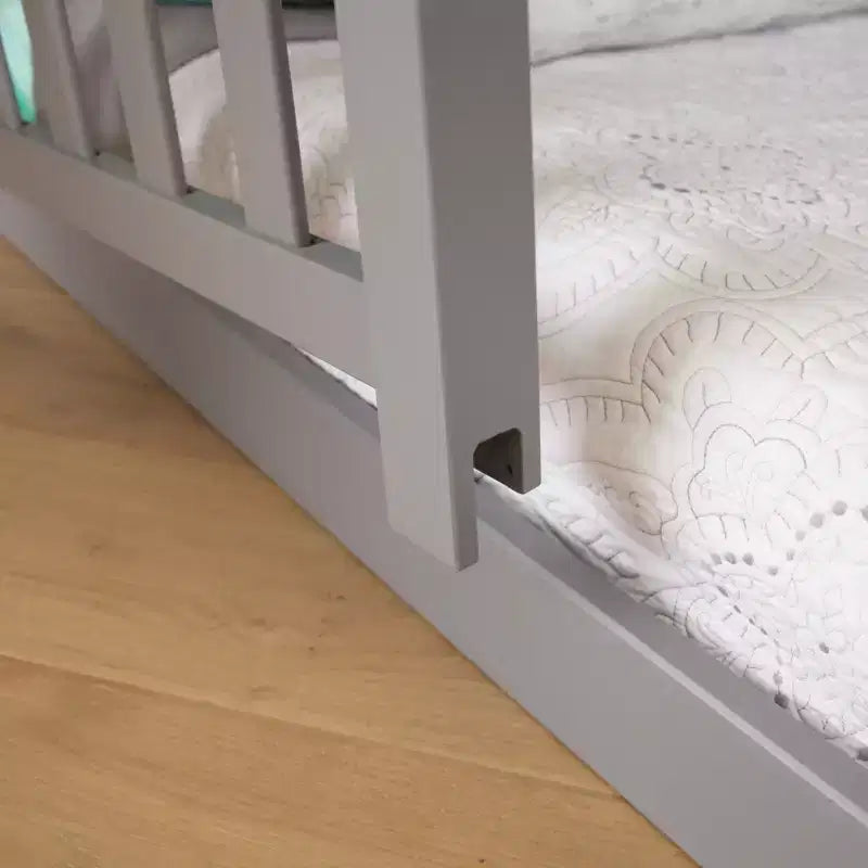 Max & Lily Low Twin over Twin Bunk with Stairs and Guard Rail