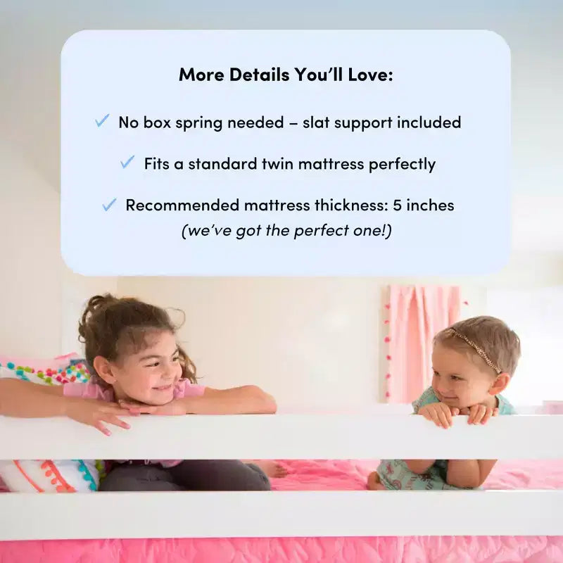 Max & Lily Low Twin over Twin Bunk with Stairs and Guard Rail