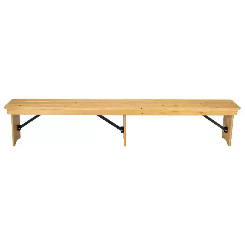 Emma and Oliver 8' x 12 Antique Rustic Solid Pine Folding Farm Bench - Portable Bench