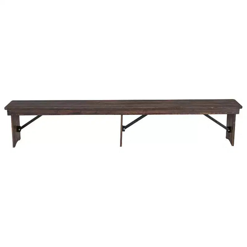 Emma and Oliver 8' x 12 Antique Rustic Solid Pine Folding Farm Bench - Portable Bench