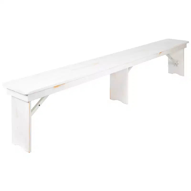 Emma and Oliver 8' x 12 Antique Rustic Solid Pine Folding Farm Bench - Portable Bench