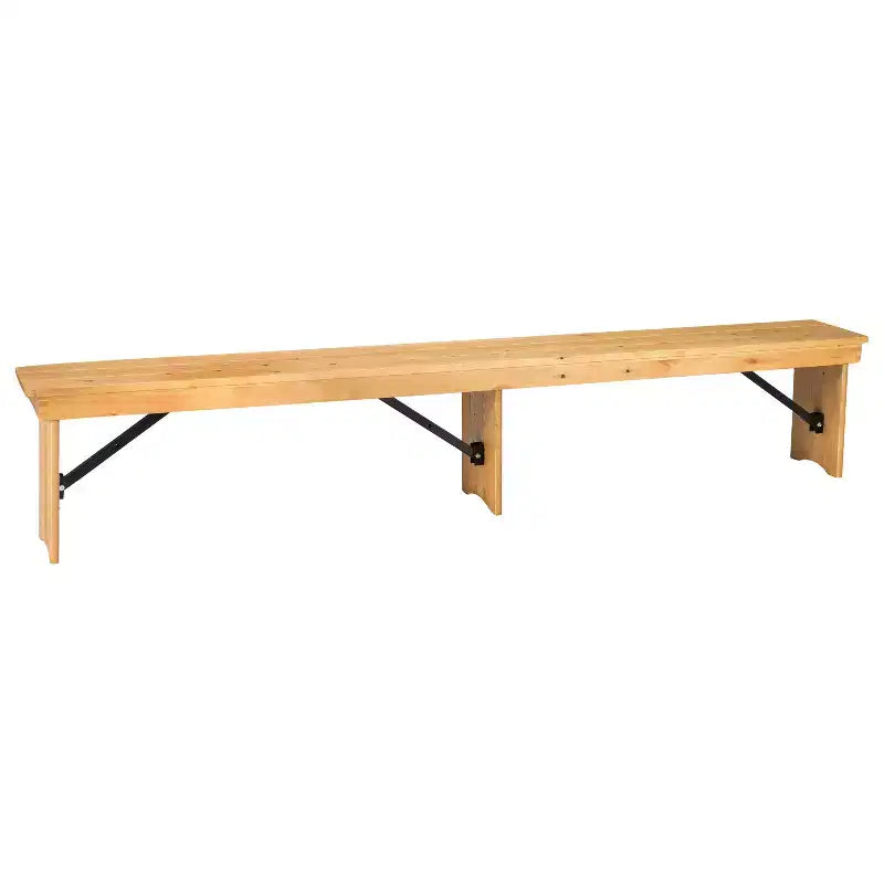 Emma and Oliver 8' x 12 Antique Rustic Solid Pine Folding Farm Bench - Portable Bench