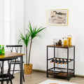 Costway Kitchen Cart Serving Trolley on Wheels w/ Wine Rack Glass Holder